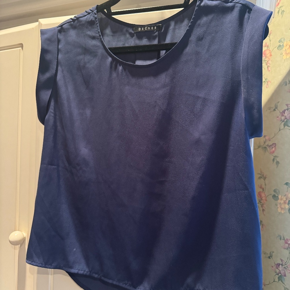 Navy Blue Silk Top